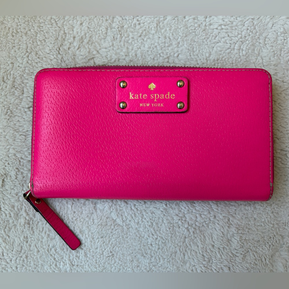Kate Spade Wellesley Neda Fuchsia Leather Zip Around Wallet